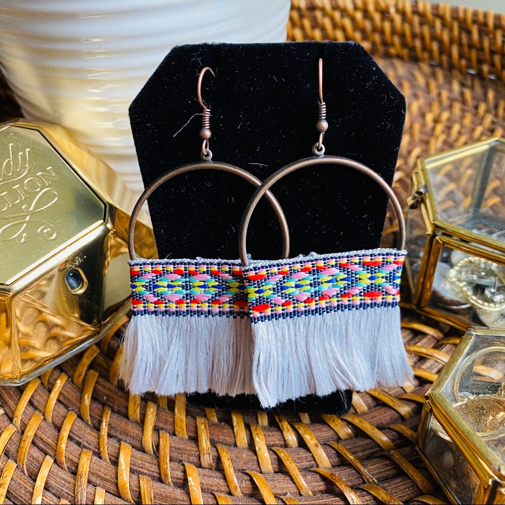 Silver Cherry - Handmade Tassel Earrings
